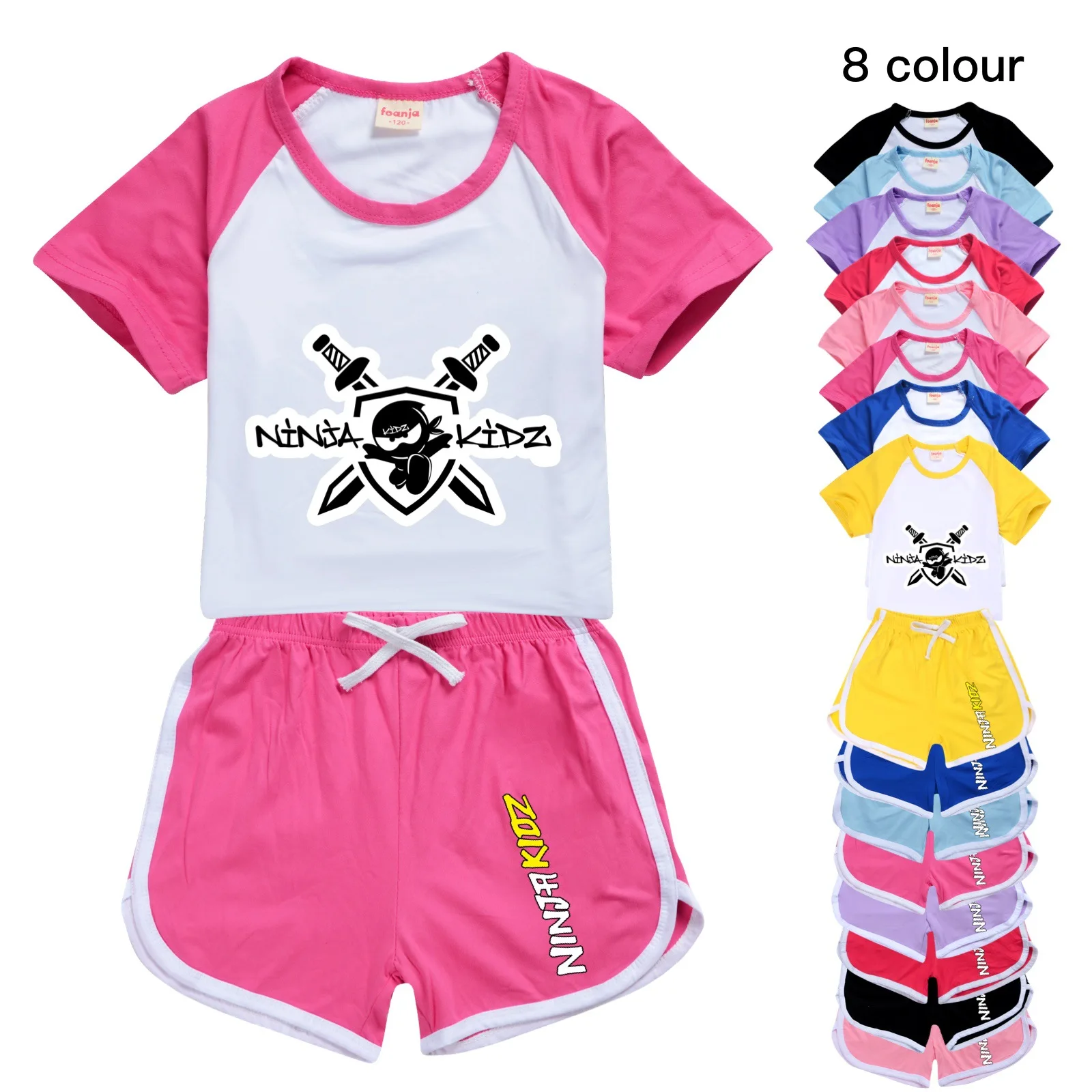 Ninja Kidz Kids Clothes Cotton Sport Tracksuits T-shirts Sweatshirt Suit Cartoon Pattern Set Teenager Baby Boys Girls Clothing