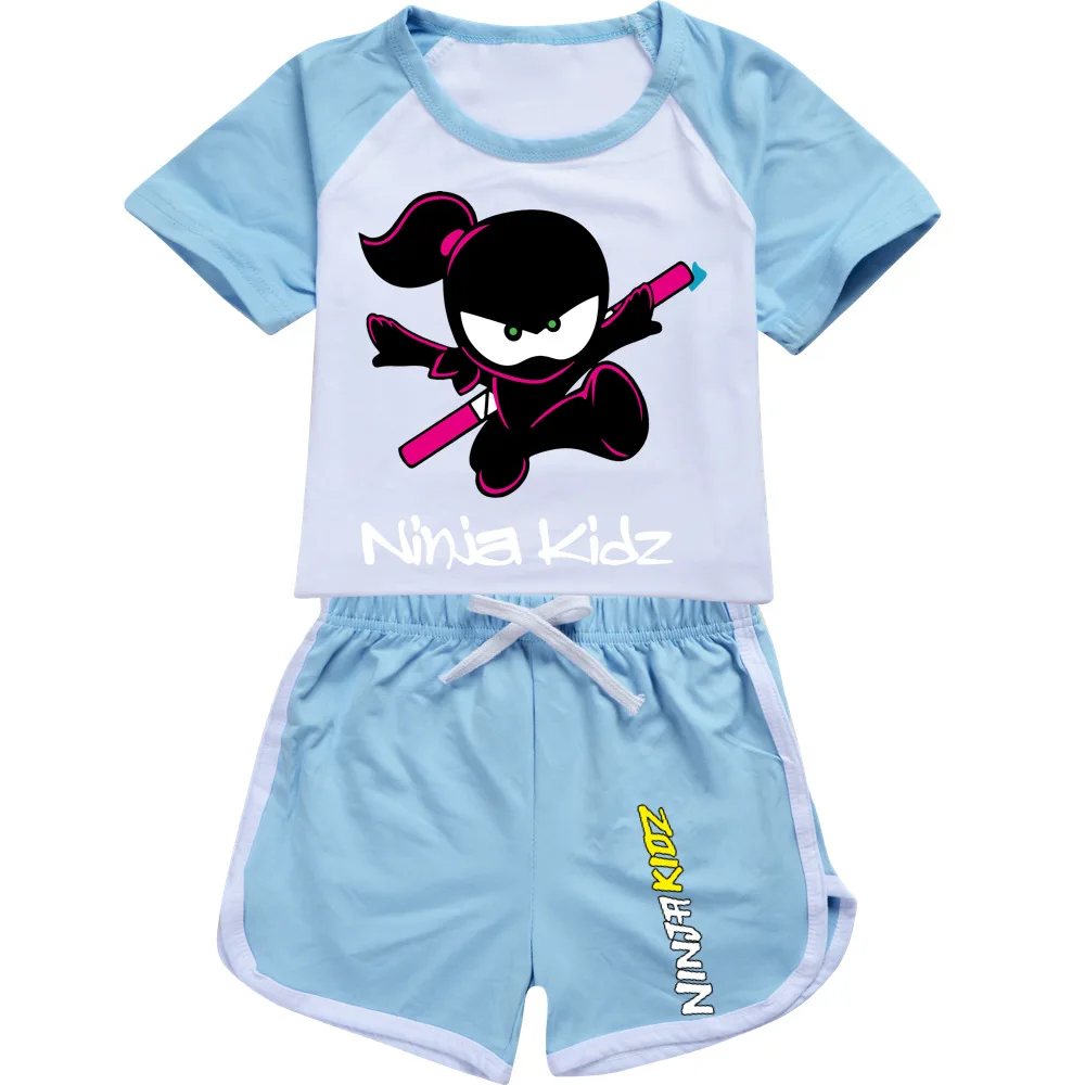 Ninja Kidz Kids Clothes Cotton Sport Tracksuits T-shirts Sweatshirt Suit Cartoon Pattern Set Teenager Baby Boys Girls Clothing