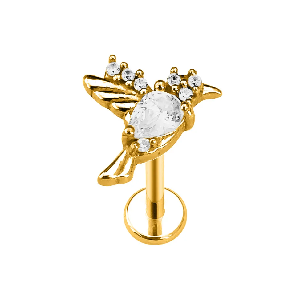 Heart Bird Flower Butterfly Labret Piercing Eye Shape Daith Conch Earring Teardrop CZ Lip Stud 316L Surgical Steel 16G