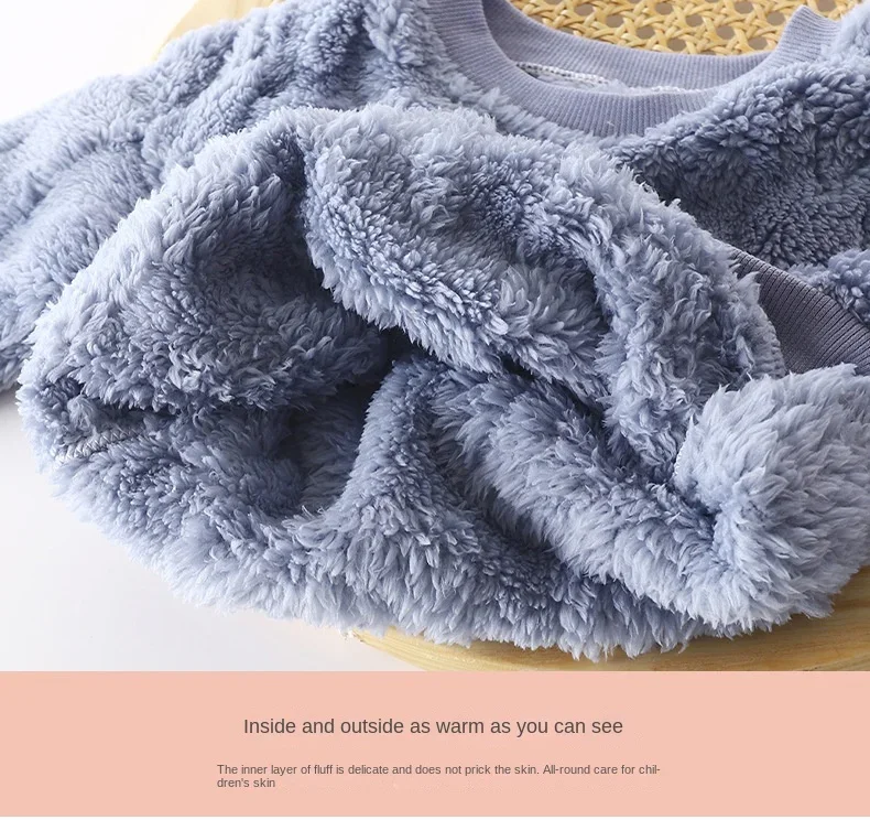 Children's Pajama Set Warm Autumn Winter Sleepwear for Kids Boys Girls Thickened Homewear Plush Baby Clothes Set 1-10years