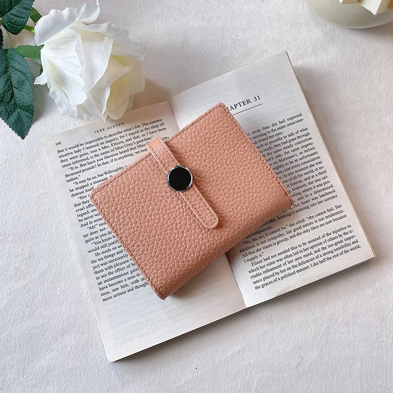 100% Cow Genuine Leather Women's Wallets and Fashion Small Money Bag Luxury Wallet Design Coin Purses Simple Wallet Card Holder