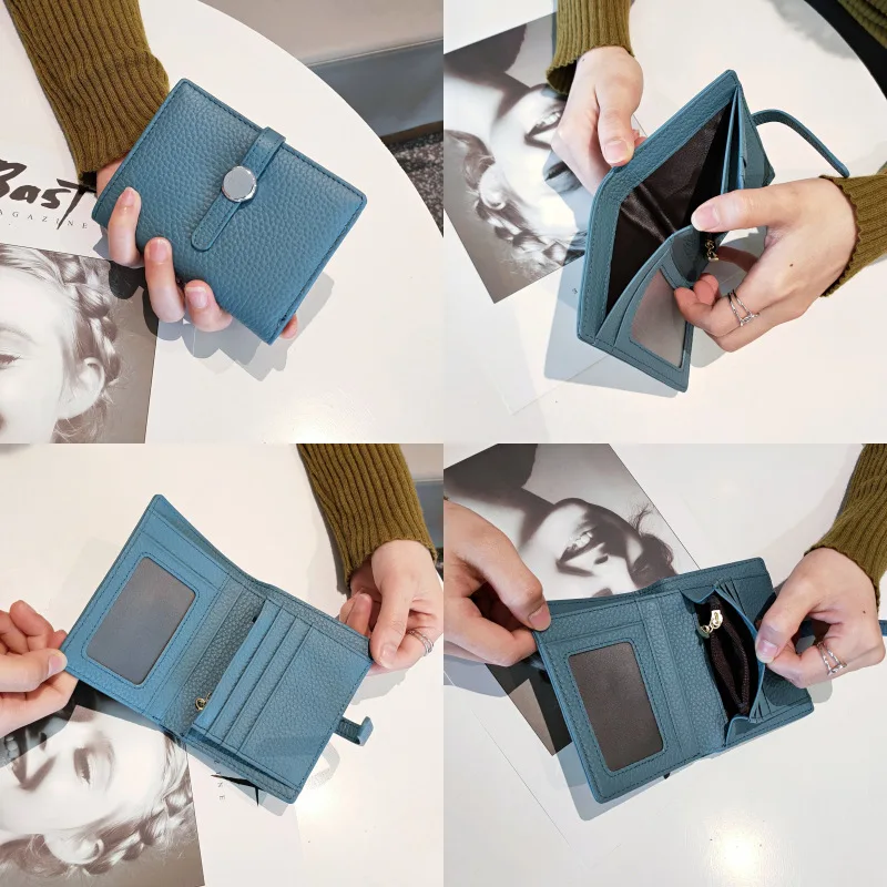 100% Cow Genuine Leather Women's Wallets and Fashion Small Money Bag Luxury Wallet Design Coin Purses Simple Wallet Card Holder