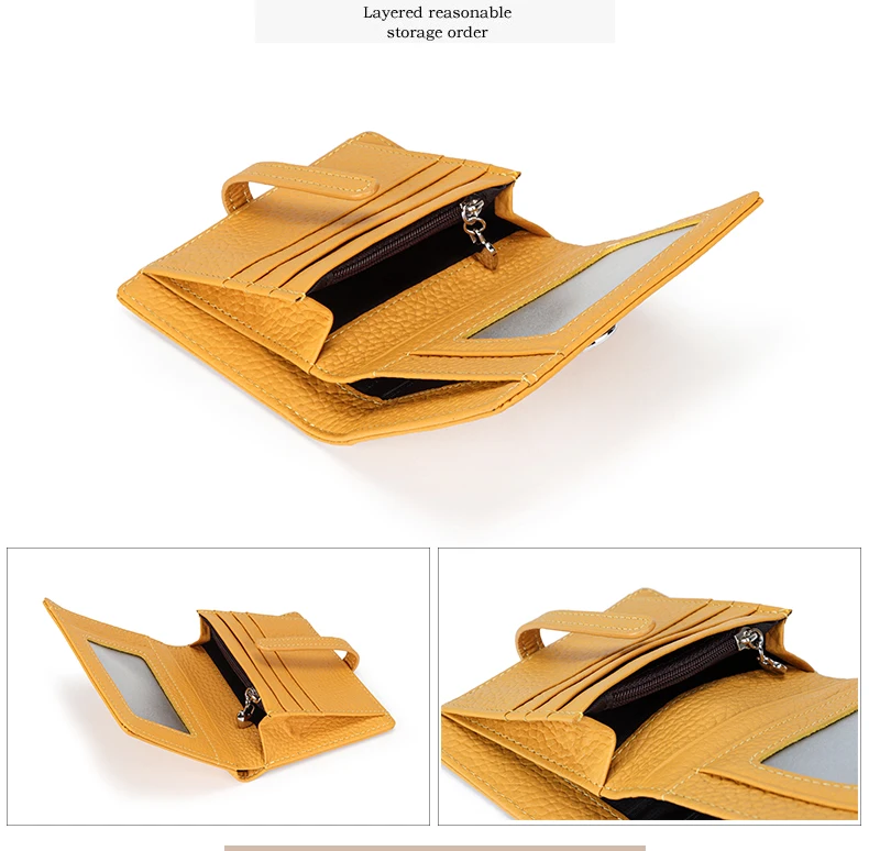 100% Cow Genuine Leather Women's Wallets and Fashion Small Money Bag Luxury Wallet Design Coin Purses Simple Wallet Card Holder