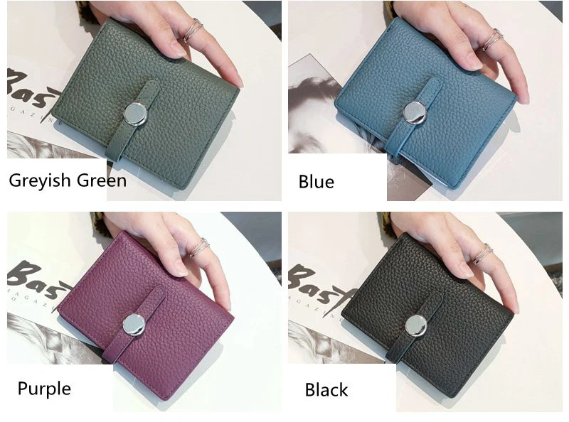 100% Cow Genuine Leather Women's Wallets and Fashion Small Money Bag Luxury Wallet Design Coin Purses Simple Wallet Card Holder