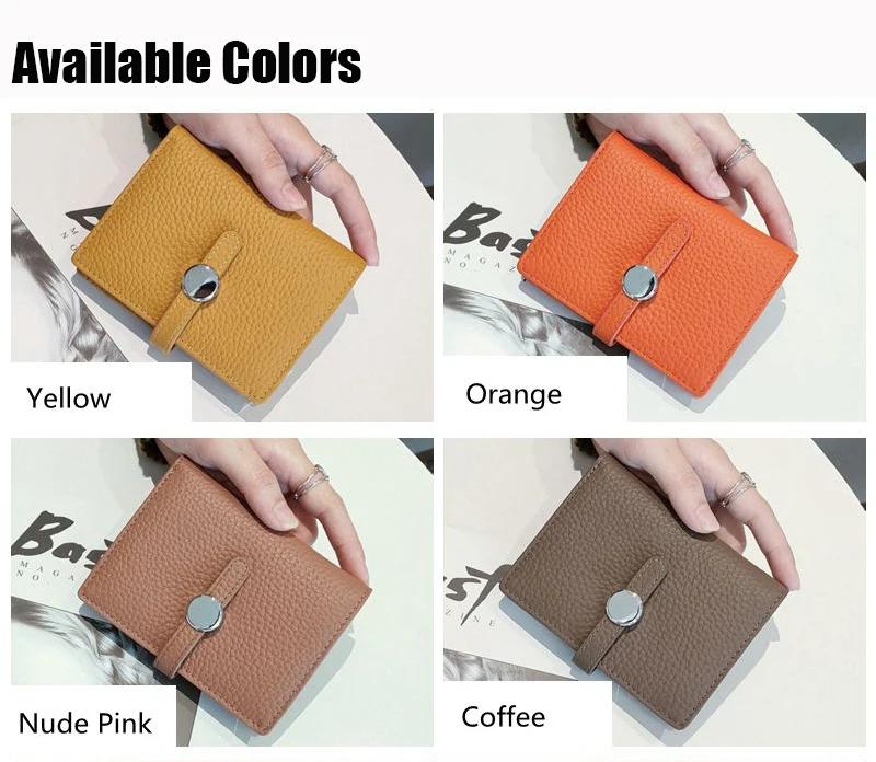 100% Cow Genuine Leather Women's Wallets and Fashion Small Money Bag Luxury Wallet Design Coin Purses Simple Wallet Card Holder