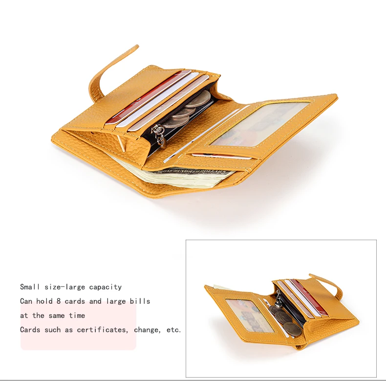 100% Cow Genuine Leather Women's Wallets and Fashion Small Money Bag Luxury Wallet Design Coin Purses Simple Wallet Card Holder