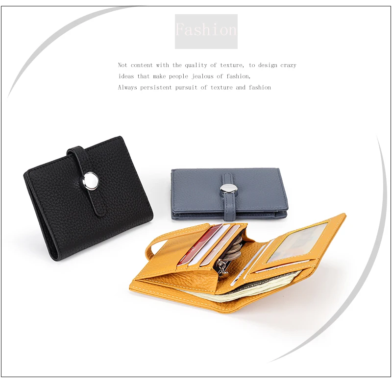 100% Cow Genuine Leather Women's Wallets and Fashion Small Money Bag Luxury Wallet Design Coin Purses Simple Wallet Card Holder
