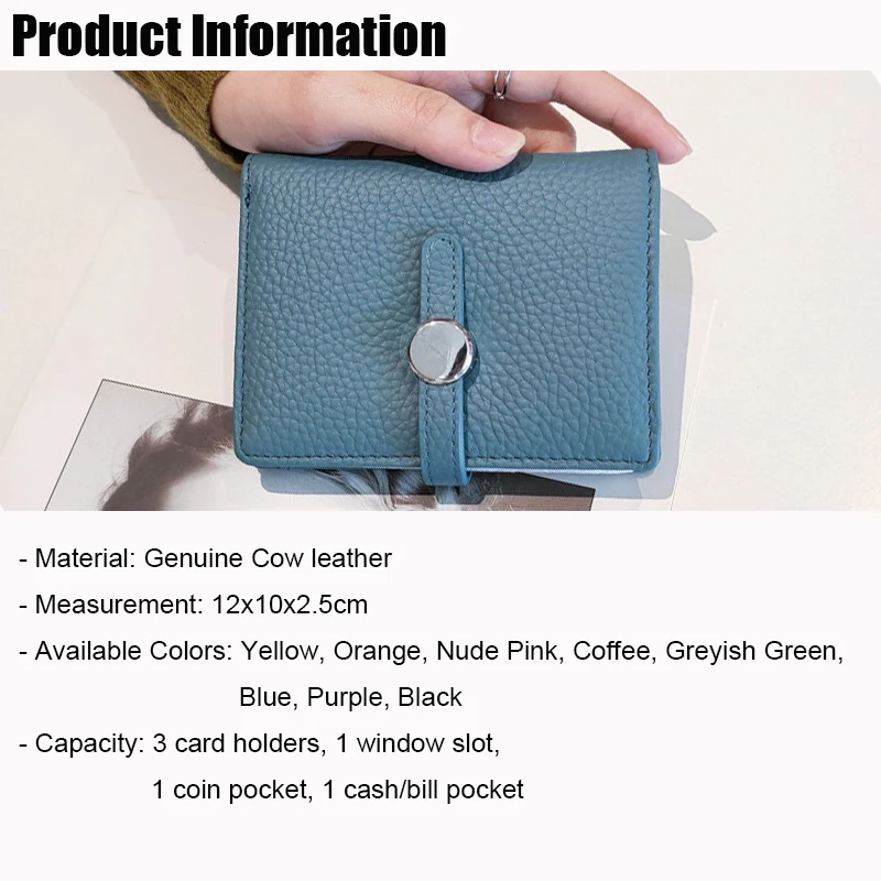 100% Cow Genuine Leather Women's Wallets and Fashion Small Money Bag Luxury Wallet Design Coin Purses Simple Wallet Card Holder