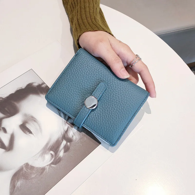 100% Cow Genuine Leather Women's Wallets and Fashion Small Money Bag Luxury Wallet Design Coin Purses Simple Wallet Card Holder