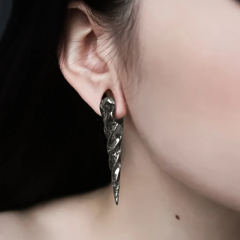 Giga 1/2Pcs 12mm(1/2") Sharp Cone Stainless Steel Ear Weights Hanger Dangle Gauges Earrings for Stretched Piercing Body Jewelry