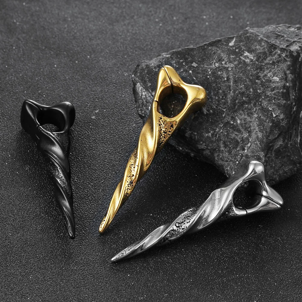 Giga 1/2Pcs 12mm(1/2") Sharp Cone Stainless Steel Ear Weights Hanger Dangle Gauges Earrings for Stretched Piercing Body Jewelry
