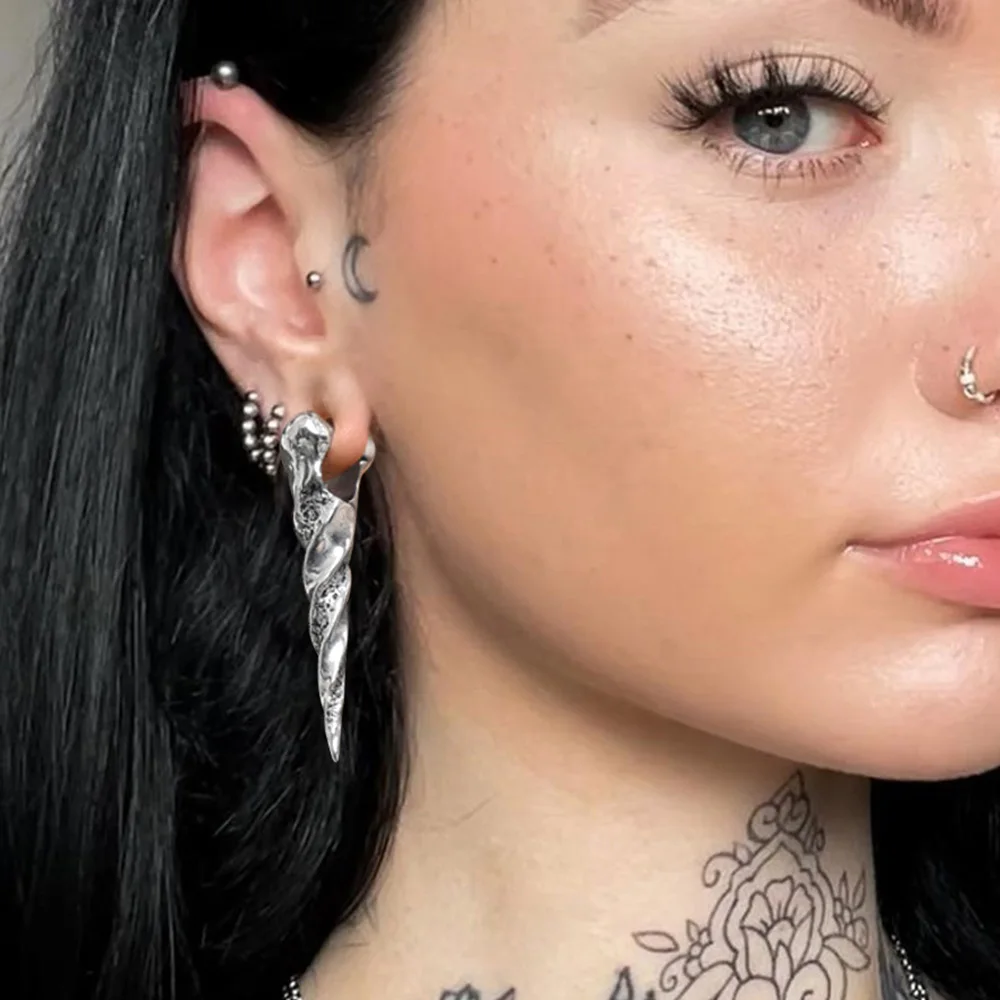 Giga 1/2Pcs 12mm(1/2") Sharp Cone Stainless Steel Ear Weights Hanger Dangle Gauges Earrings for Stretched Piercing Body Jewelry