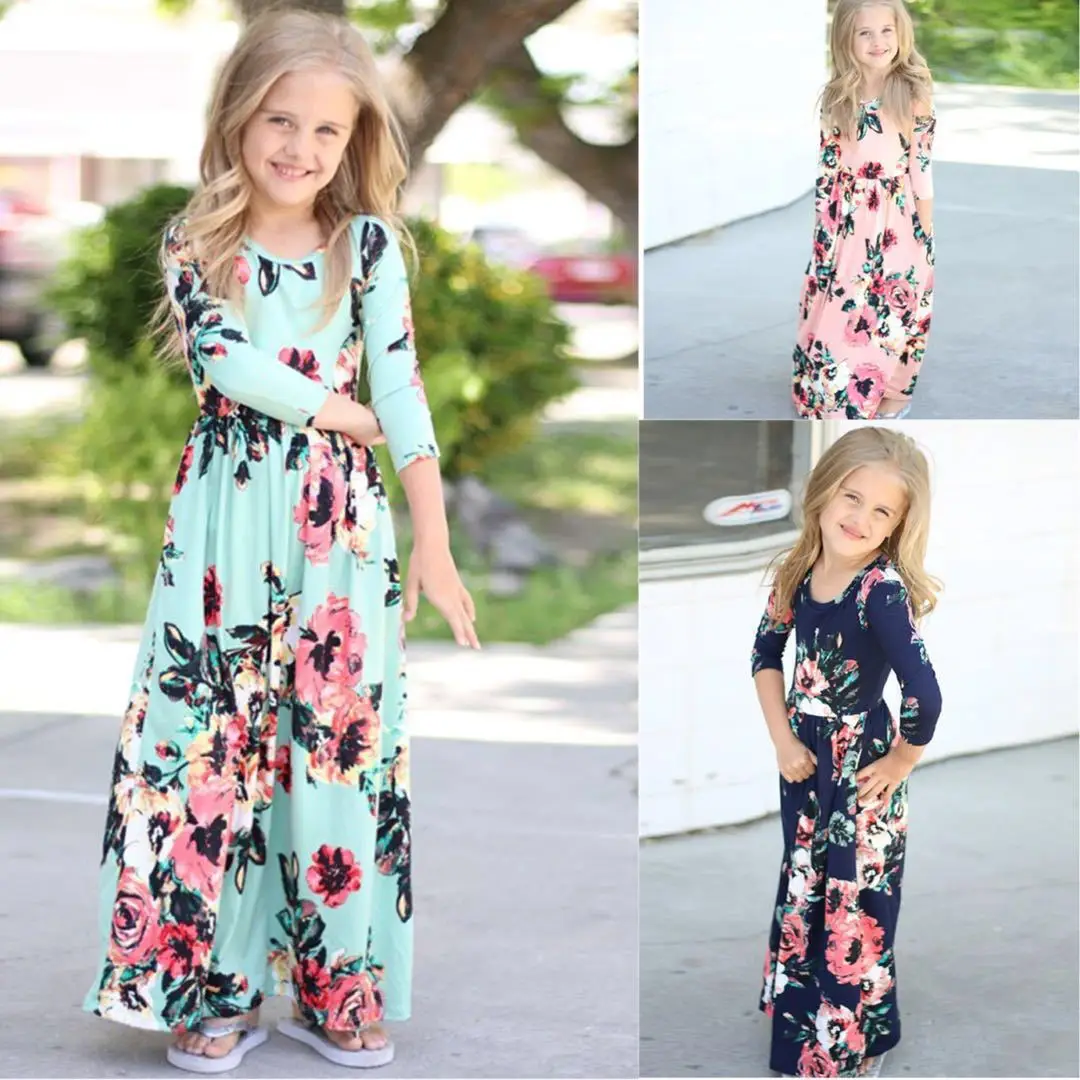 Summer Mommy and Me Family Matching Mother Daughter Flower Dresses Clothes Mom Dress Kids Child Outfits Mum Baby Girl Clothing