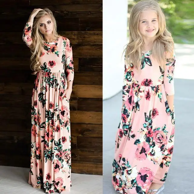 Summer Mommy and Me Family Matching Mother Daughter Flower Dresses Clothes Mom Dress Kids Child Outfits Mum Baby Girl Clothing