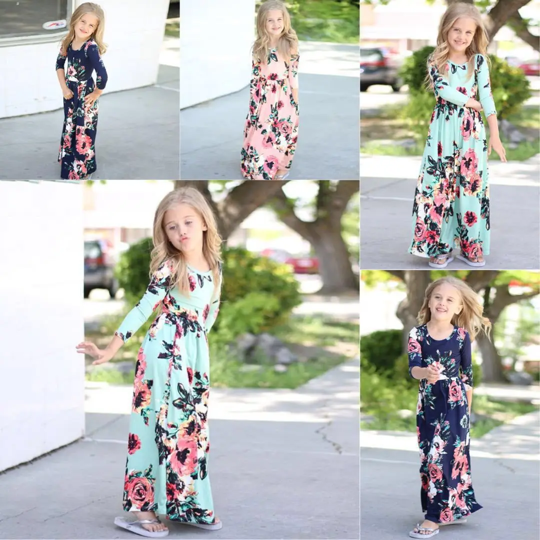 Summer Mommy and Me Family Matching Mother Daughter Flower Dresses Clothes Mom Dress Kids Child Outfits Mum Baby Girl Clothing
