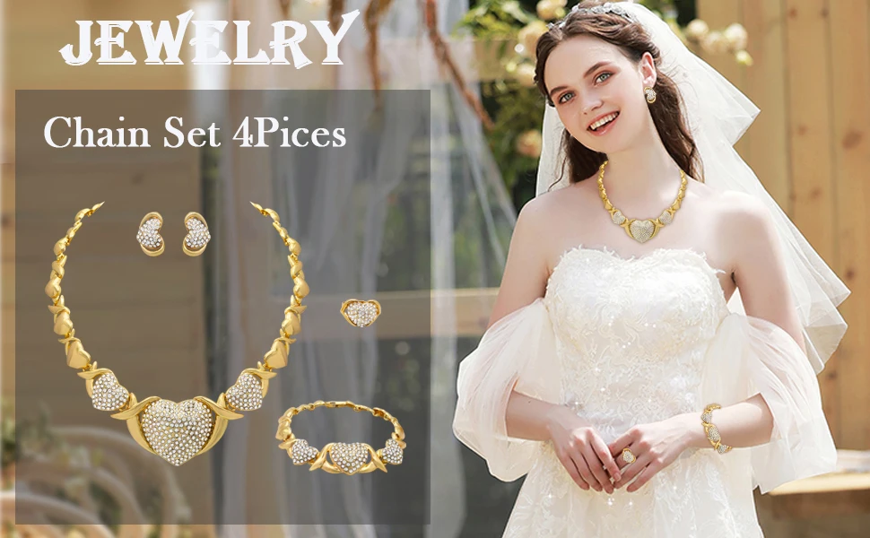 Woman Jewelry Sets Woman Heart Necklaces Earrings Accessories XOXO Gilding Jewelry Sets Wedding Jewelry Gifts Love Necklaces