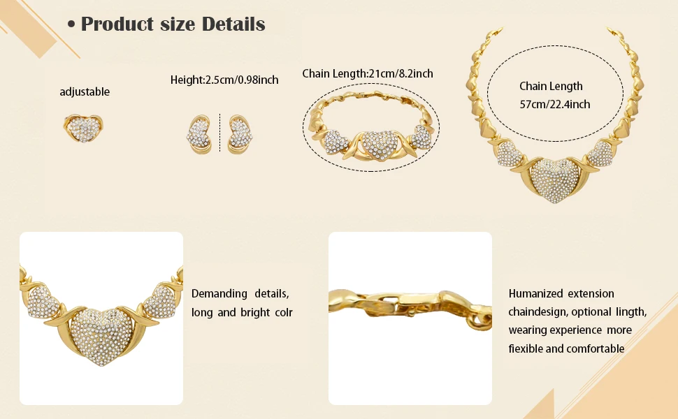 Woman Jewelry Sets Woman Heart Necklaces Earrings Accessories XOXO Gilding Jewelry Sets Wedding Jewelry Gifts Love Necklaces