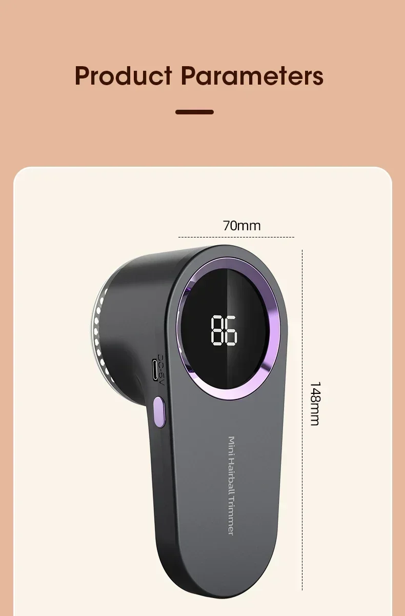 Electric Lint Remover Electric Hairball Sweater Trimmer Type-C USB Charging Convenient Smart LED Pellet Cutter Fast Household