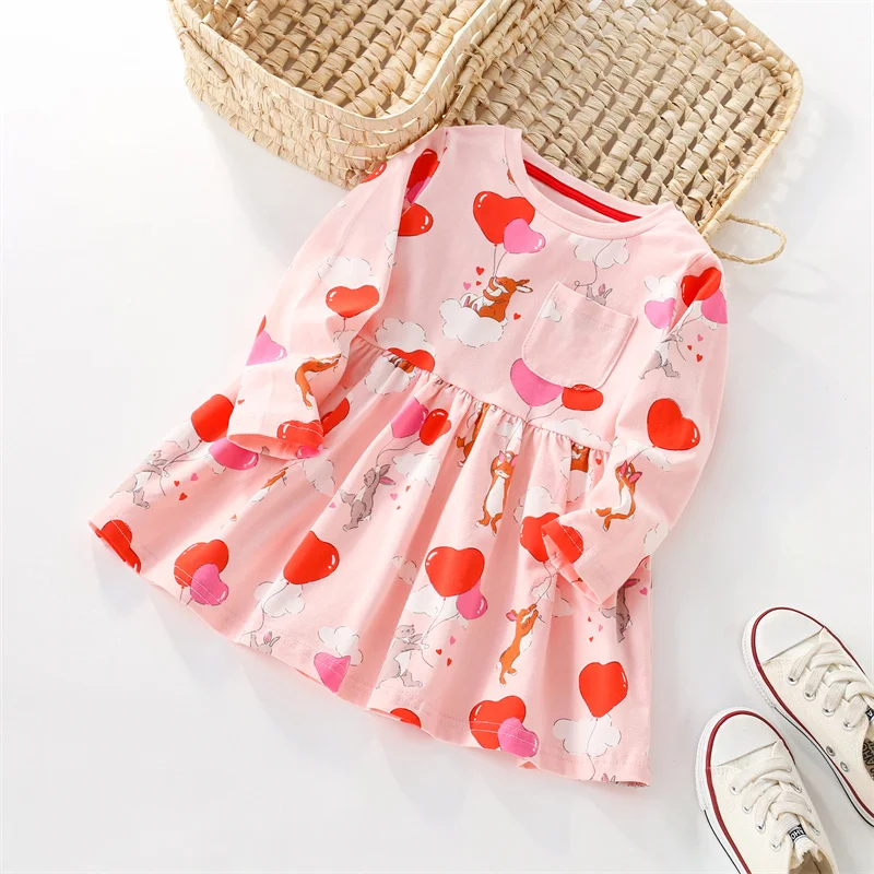 Jumping Meters 2-7 Princess Girls Dresses Fairy Tale Cotton Long Sleeve Children's Clothes Party Fashion Kids Frocks