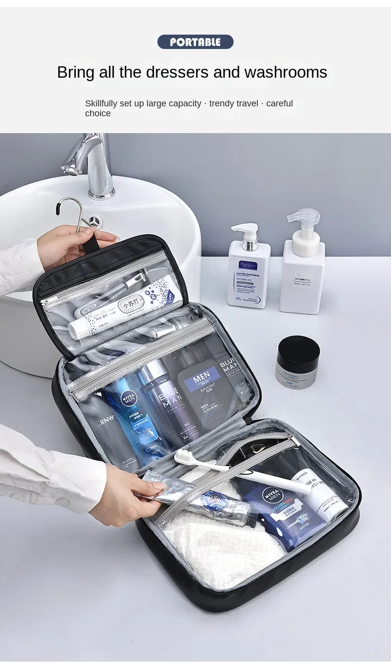 Men's Cosmetic Bags Travel Essentials Cosmetics Organizer Foldable Hanging Storage Bag Clear Waterproof Luxury Makeup Bag