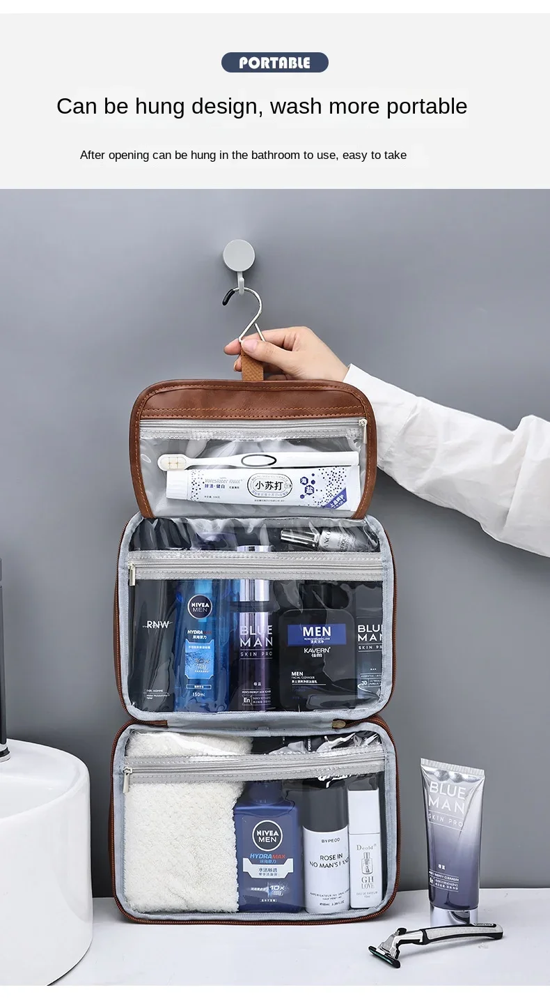 Men's Cosmetic Bags Travel Essentials Cosmetics Organizer Foldable Hanging Storage Bag Clear Waterproof Luxury Makeup Bag