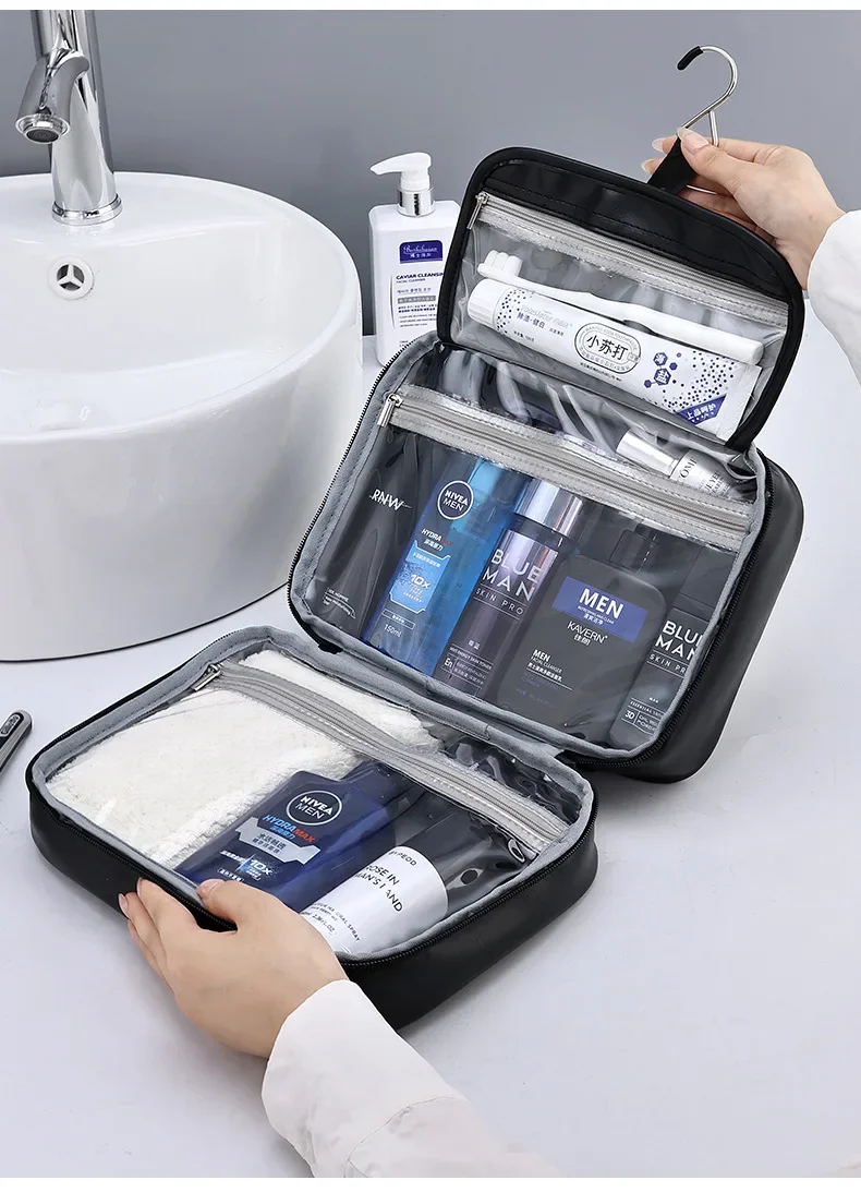 Men's Cosmetic Bags Travel Essentials Cosmetics Organizer Foldable Hanging Storage Bag Clear Waterproof Luxury Makeup Bag