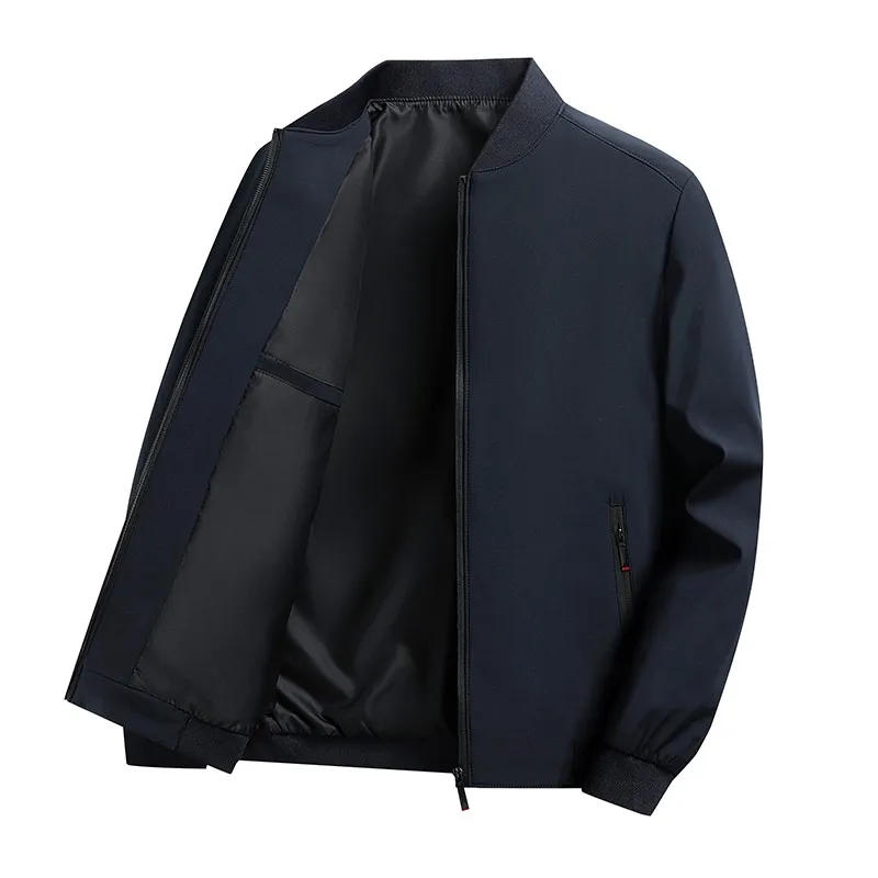Business Casual Men's Jacket Coats Collar Zipper Simple Middle-Aged Elderly Men Dad clothes Office Outerwear men