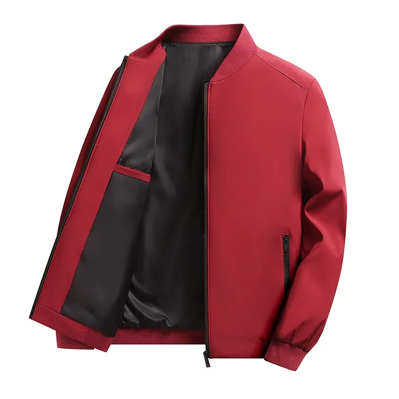 Business Casual Men's Jacket Coats Collar Zipper Simple Middle-Aged Elderly Men Dad clothes Office Outerwear men