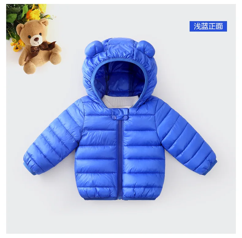 Winter Baby Children Coats Down Cotton Jackets For Toddler Boys Kids Warm Outerwear Cartoon Ears Baby Girls Hooded Down Jacket