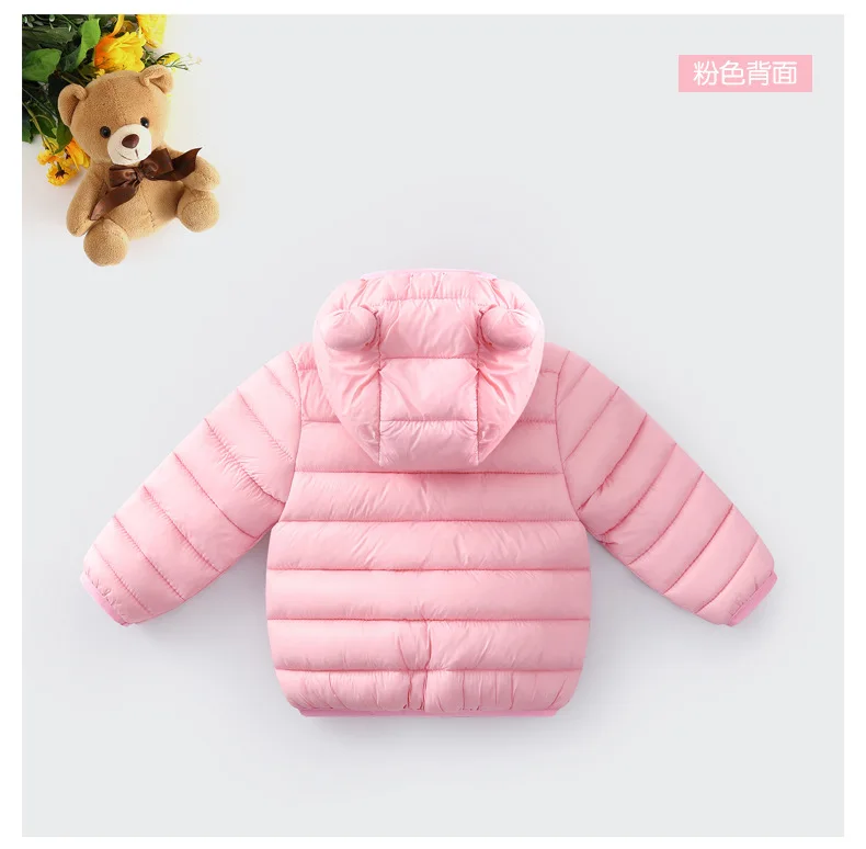 Winter Baby Children Coats Down Cotton Jackets For Toddler Boys Kids Warm Outerwear Cartoon Ears Baby Girls Hooded Down Jacket