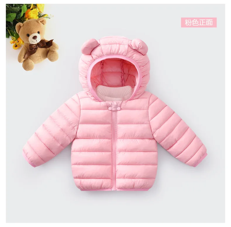 Winter Baby Children Coats Down Cotton Jackets For Toddler Boys Kids Warm Outerwear Cartoon Ears Baby Girls Hooded Down Jacket