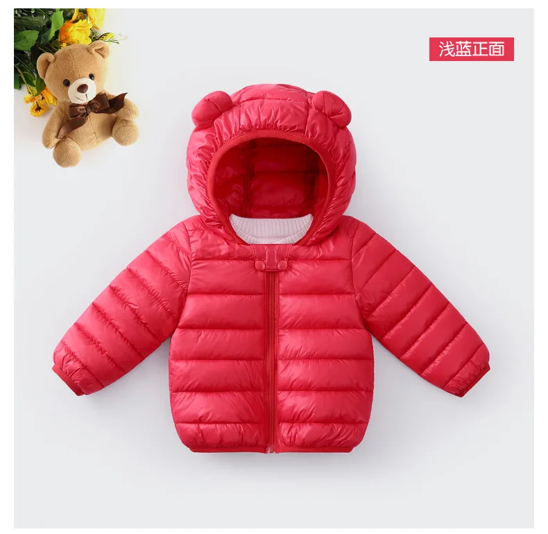 Winter Baby Children Coats Down Cotton Jackets For Toddler Boys Kids Warm Outerwear Cartoon Ears Baby Girls Hooded Down Jacket