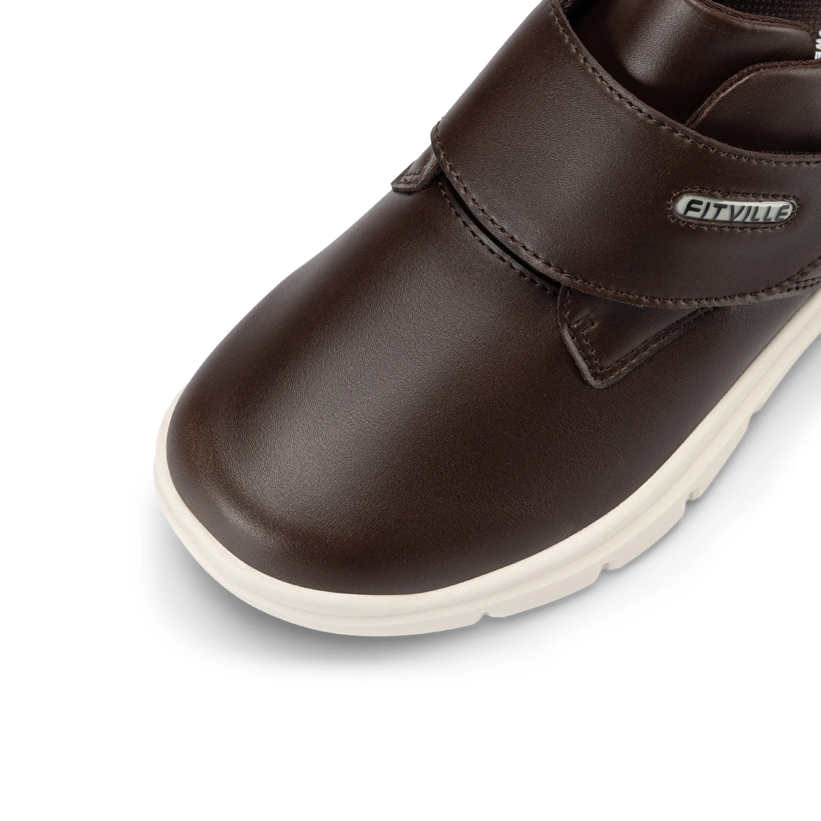 FitVille Men's Leather Shoes Diabetic Shoes Extra Wide Slip On Shoes for Orthopedic Toes Swollen Feet Non-Slip Lightweight