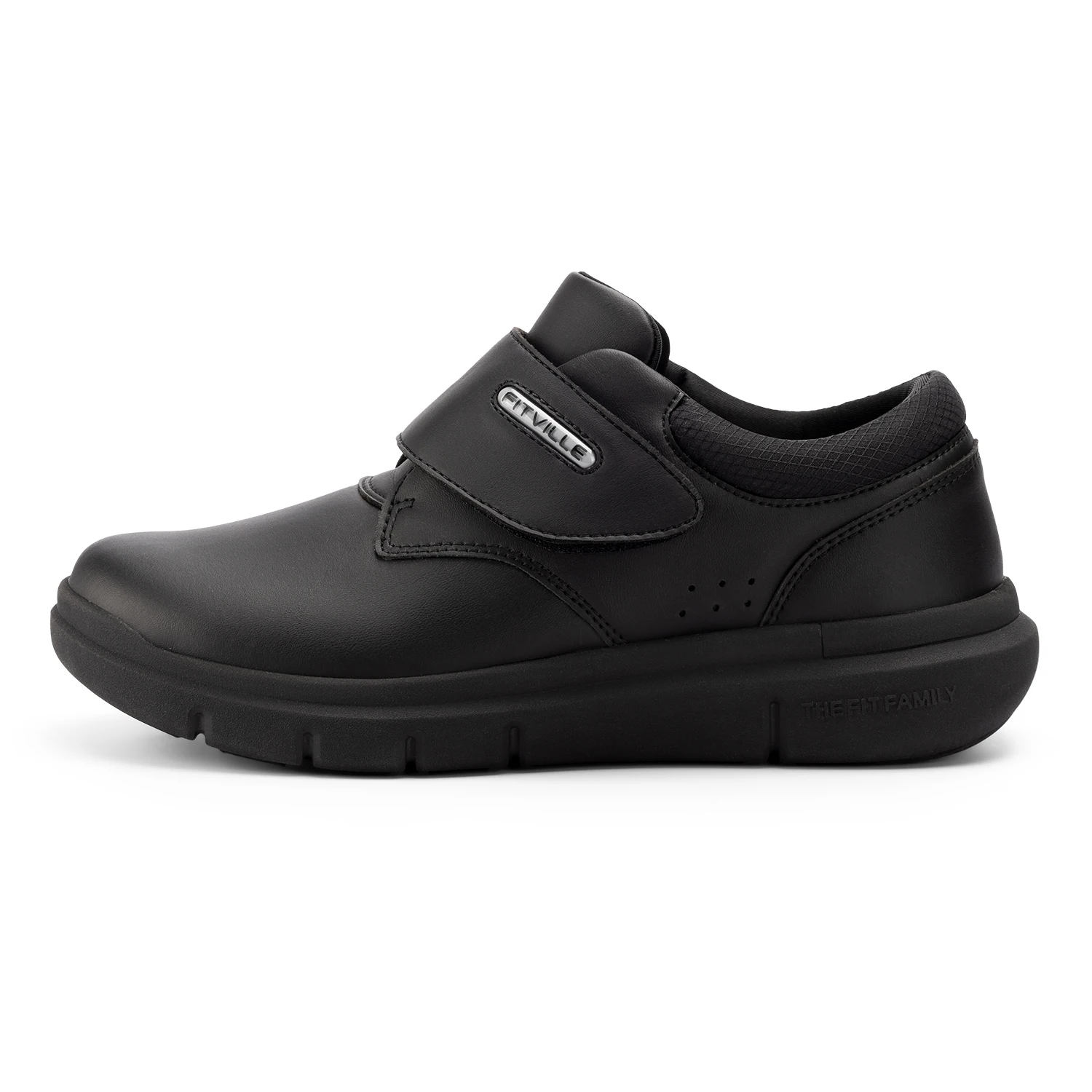 FitVille Men's Leather Shoes Diabetic Shoes Extra Wide Slip On Shoes for Orthopedic Toes Swollen Feet Non-Slip Lightweight