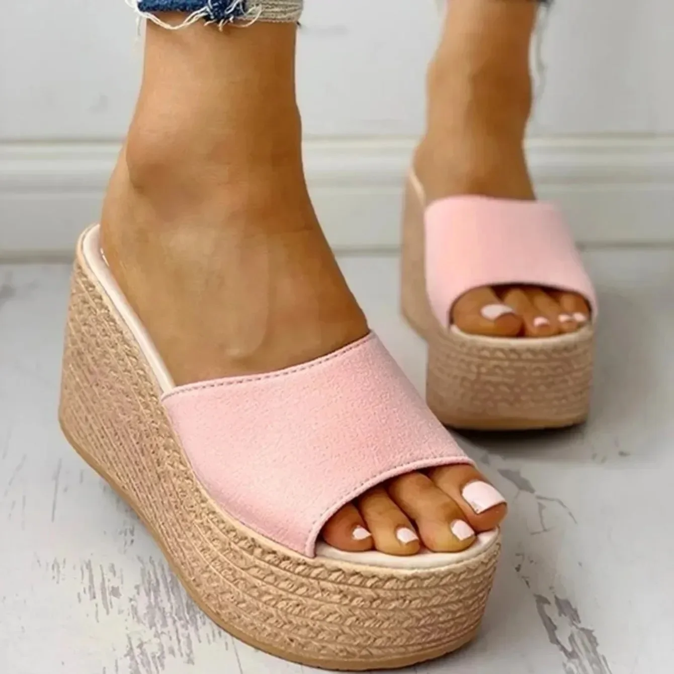 2024 New Summer Women's Sandals Peep-Toe Shoes Woman High-Heeled Platfroms Slides Women Casual Wedges for Women High Sandals