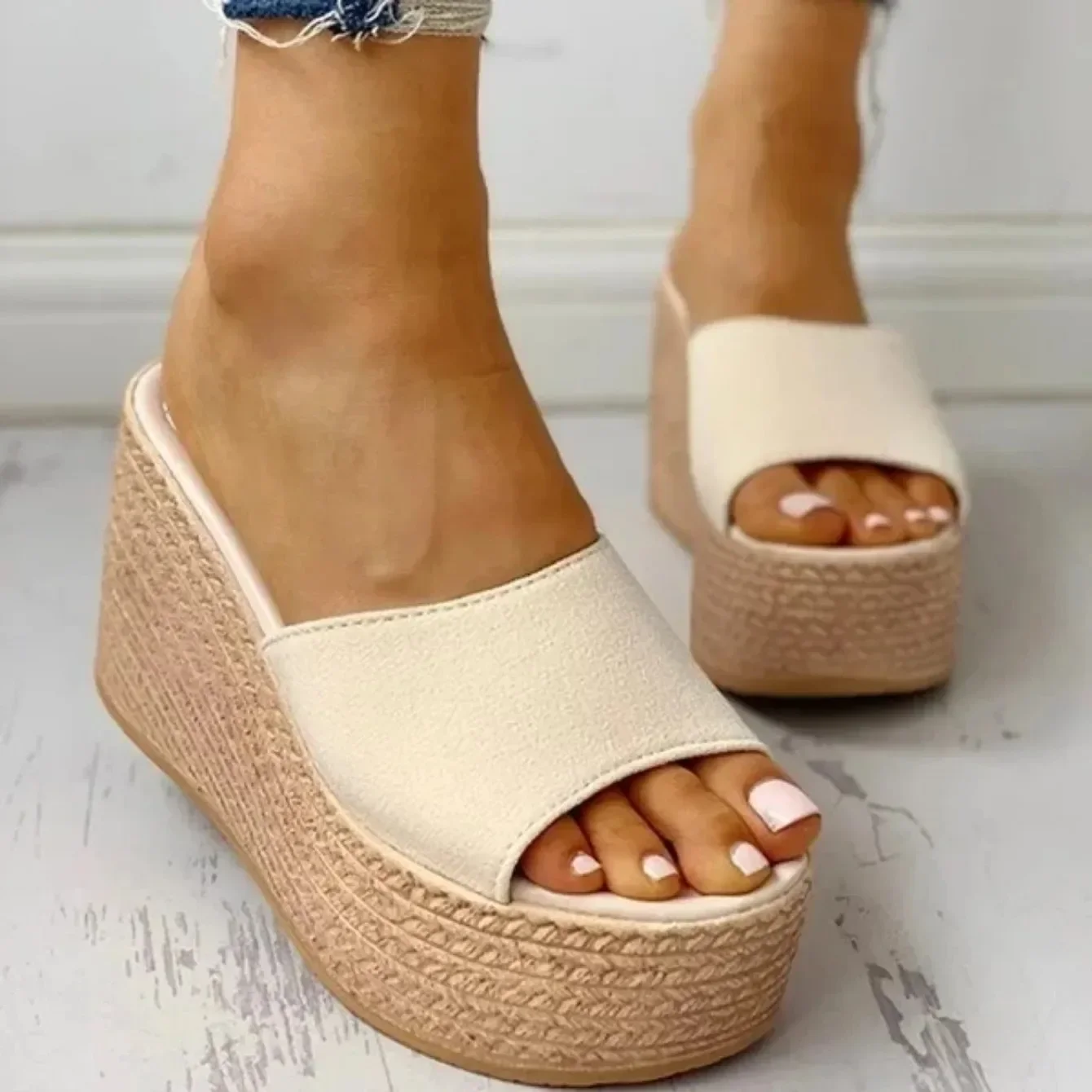 2024 New Summer Women's Sandals Peep-Toe Shoes Woman High-Heeled Platfroms Slides Women Casual Wedges for Women High Sandals