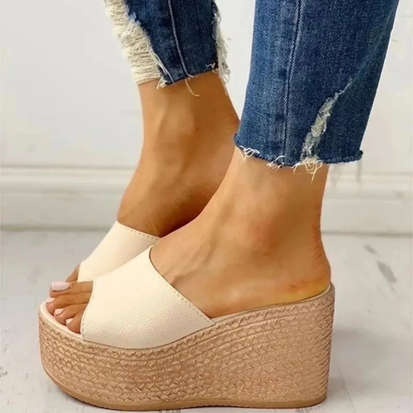 2024 New Summer Women's Sandals Peep-Toe Shoes Woman High-Heeled Platfroms Slides Women Casual Wedges for Women High Sandals