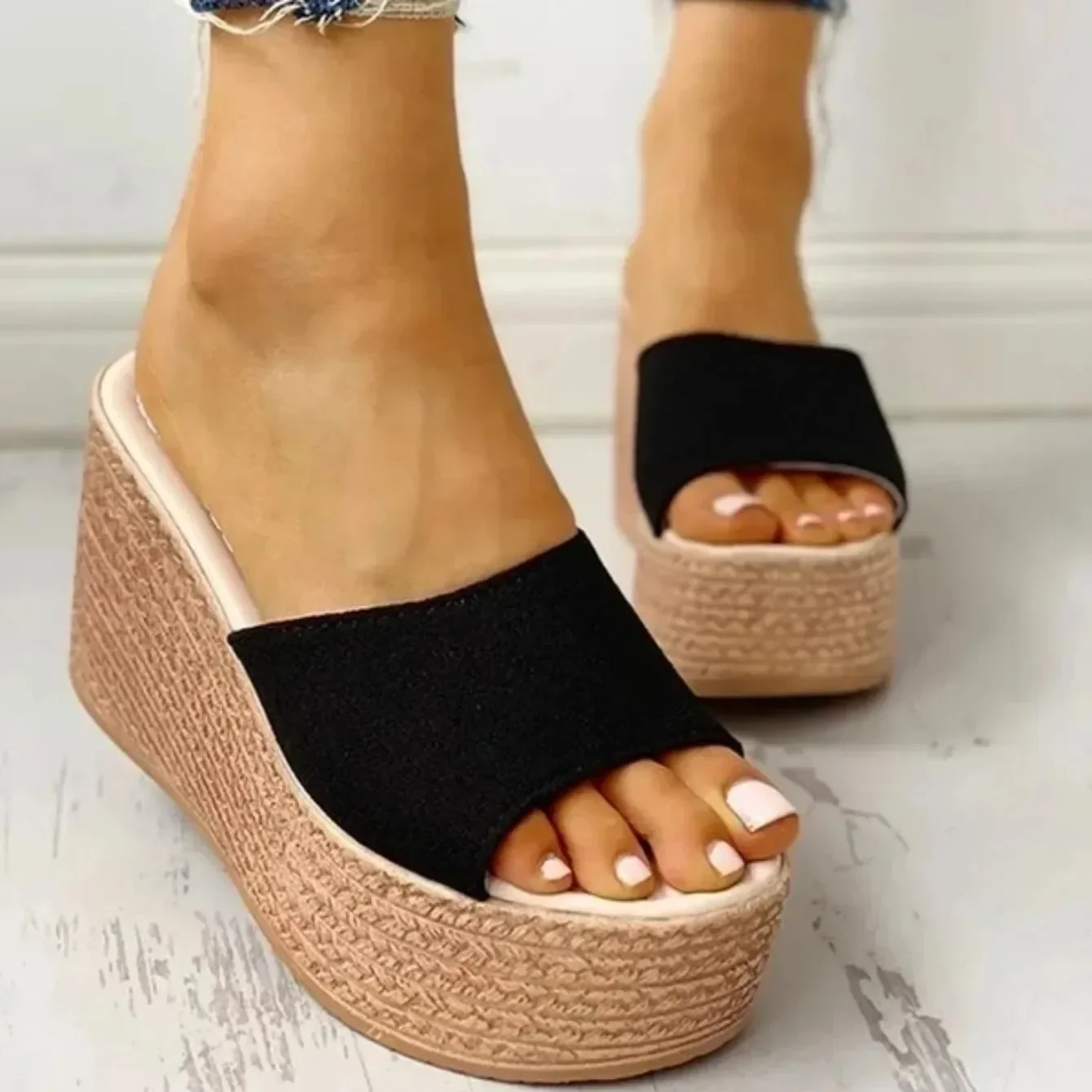 2024 New Summer Women's Sandals Peep-Toe Shoes Woman High-Heeled Platfroms Slides Women Casual Wedges for Women High Sandals