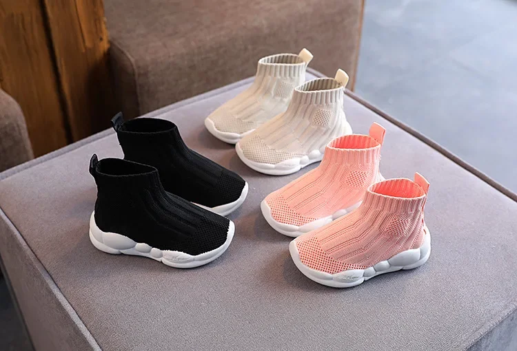 Children's Sneakers Spring Autumn Breathable Girls Causal High-top Socks Shoes Fashion Versatile Kids Causal Boys Running Shoes