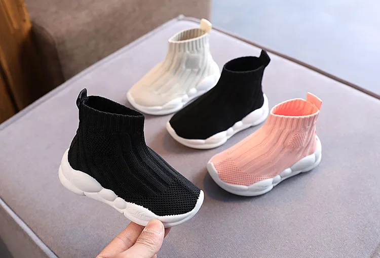 Children's Sneakers Spring Autumn Breathable Girls Causal High-top Socks Shoes Fashion Versatile Kids Causal Boys Running Shoes