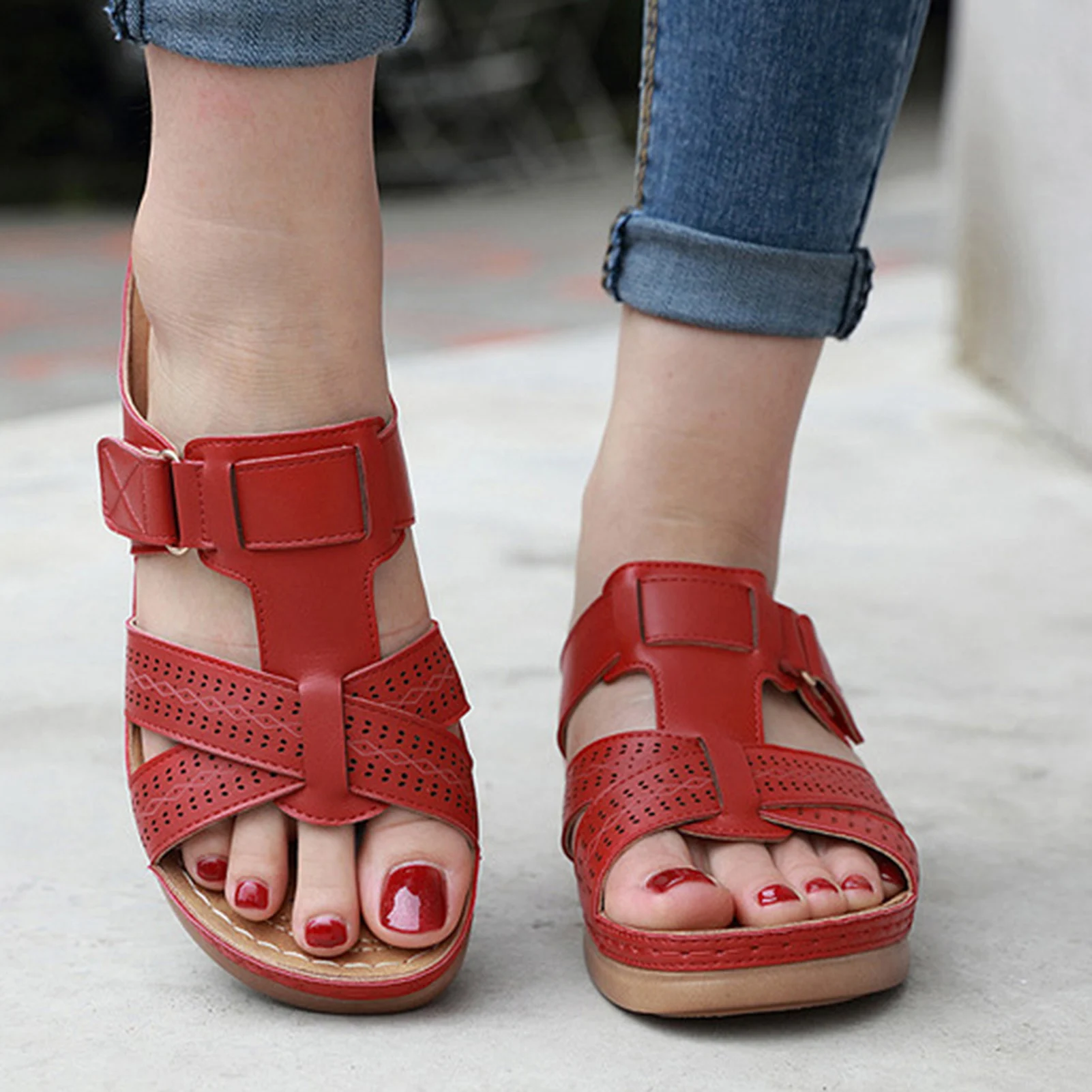 Women's Orthopedic Open Toe Sandals Anti-slip Breathable Solid Color Flats Clip Toe Sandals Suitable for Indoor Outdoor