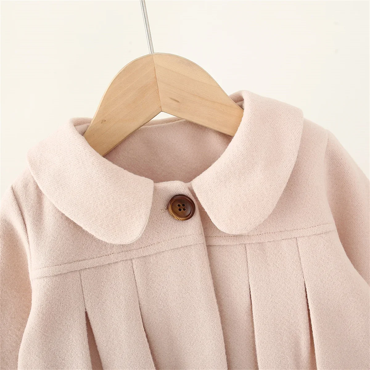 Ruffled Single Breasted Infant Wool Coat Spring and Autumn New Girls' Baby Long Sleeve Coat Soft Girl Children'S Clothing