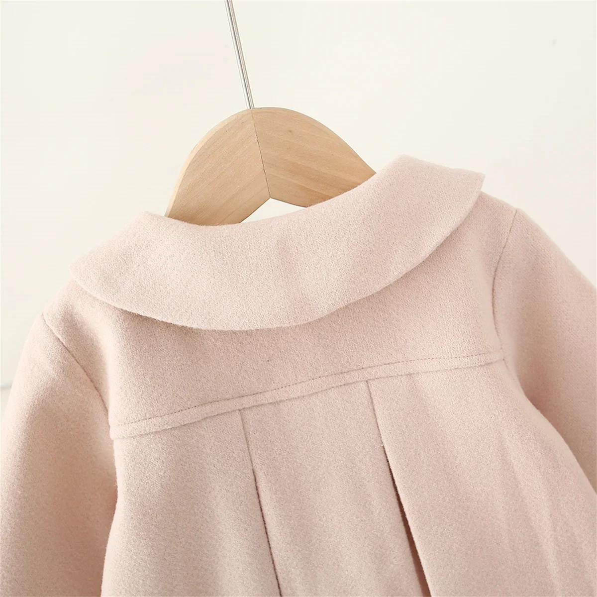 Ruffled Single Breasted Infant Wool Coat Spring and Autumn New Girls' Baby Long Sleeve Coat Soft Girl Children'S Clothing