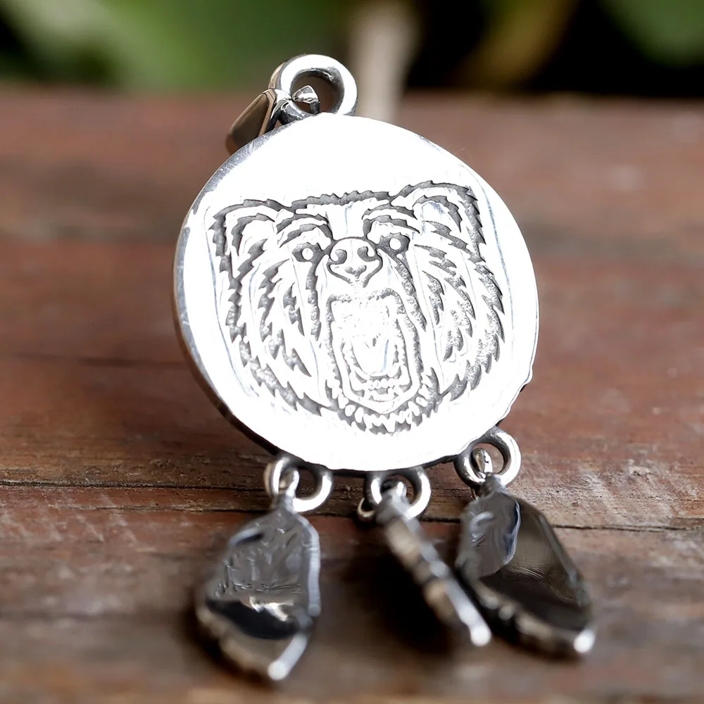 new stainless steel Amulet Viking Slavic God Symbol Warding Veles Bear Paw feather Pendant Necklace Jewelry