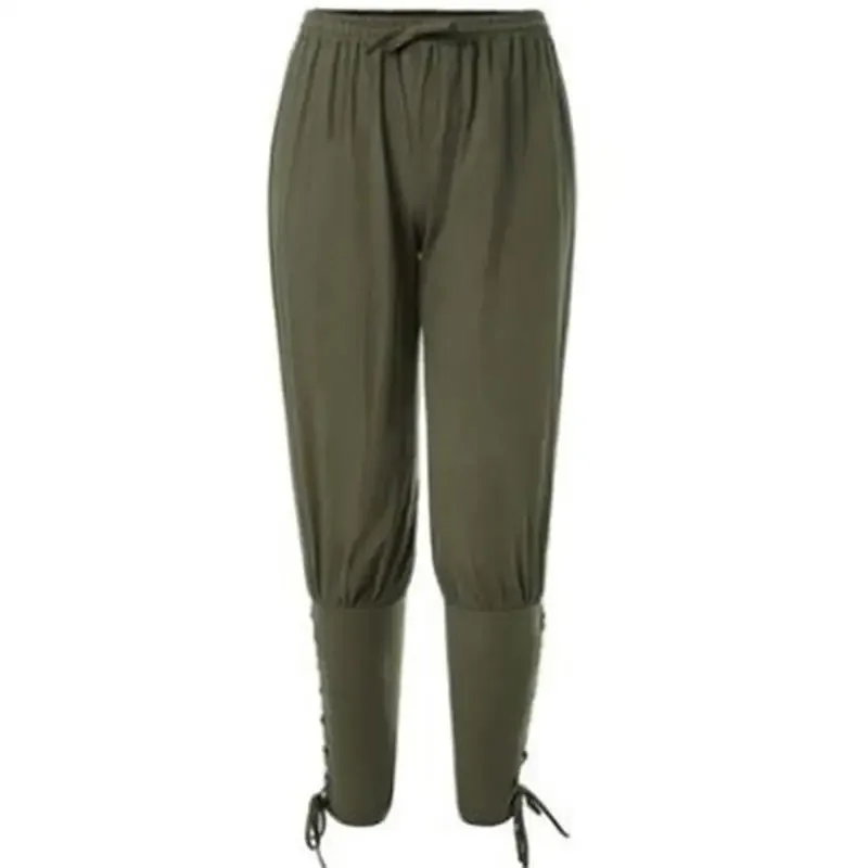 New Trendy Men's Casual Trousers Drawstring Pants Medieval Pirate Trousers Cotton and Linen Streetwear Pants Daily Wear