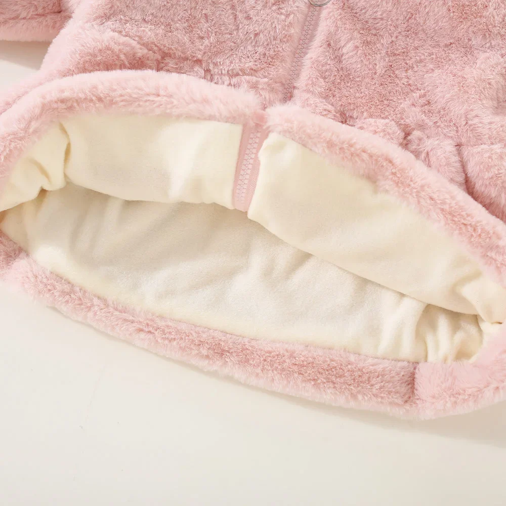 Winter Newborn Girls Long Sleeve Fur Cotton Coat Hooded Thickened Baby Coat Children's Fashion Baby Clothing Free Bag