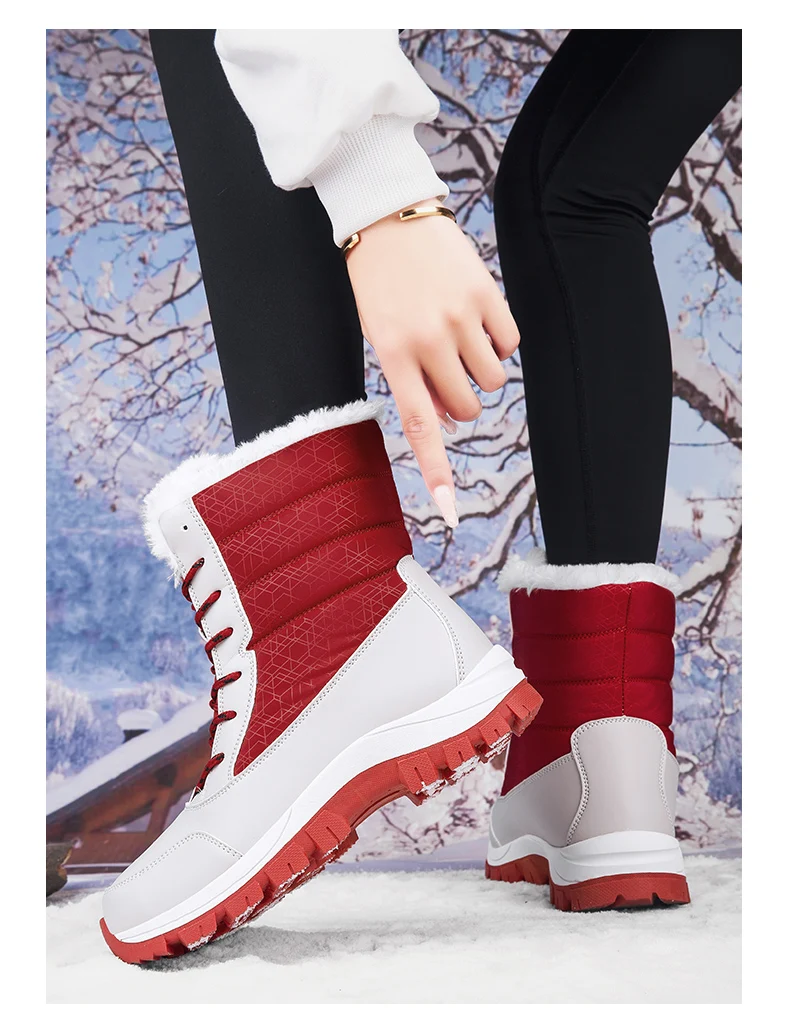 Mid-tube Boots Women's Cotton Boots Plus Velvet Non-Slip Autumn and Winter Snow Boots Women's Korean Fashion Thick-soled Antifre