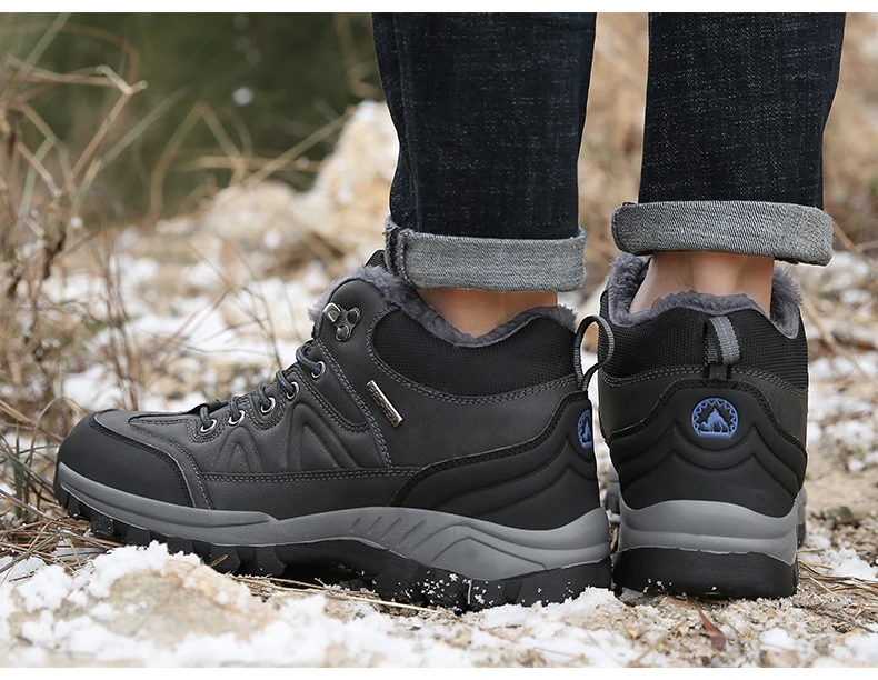 Brand Winter Men's Boots Warm Men's Snow Boots High Quality Leather Waterproof Men Sneakers Outdoor Men Hiking Boots Work Shoes