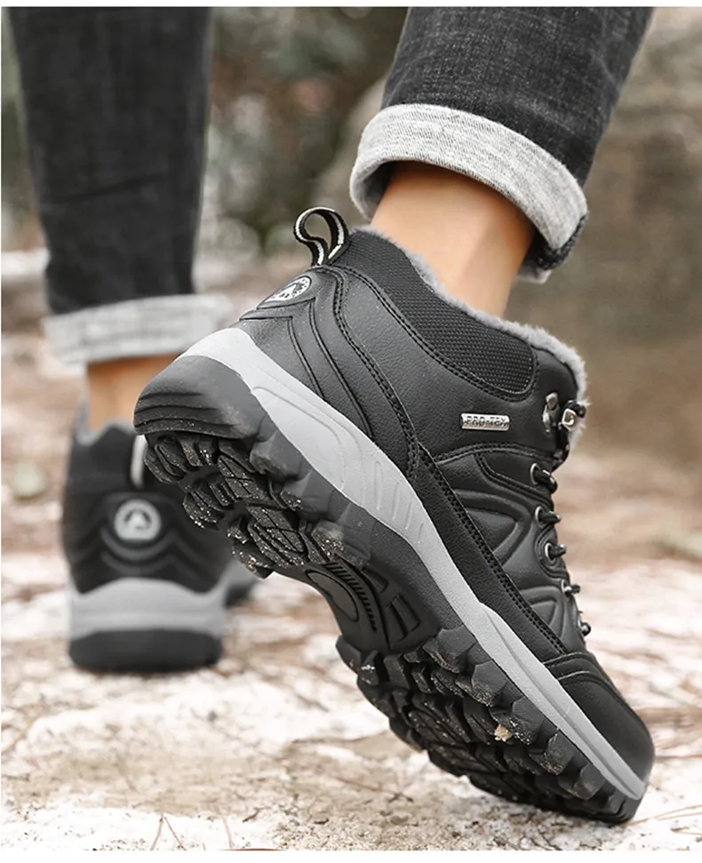 Brand Winter Men's Boots Warm Men's Snow Boots High Quality Leather Waterproof Men Sneakers Outdoor Men Hiking Boots Work Shoes