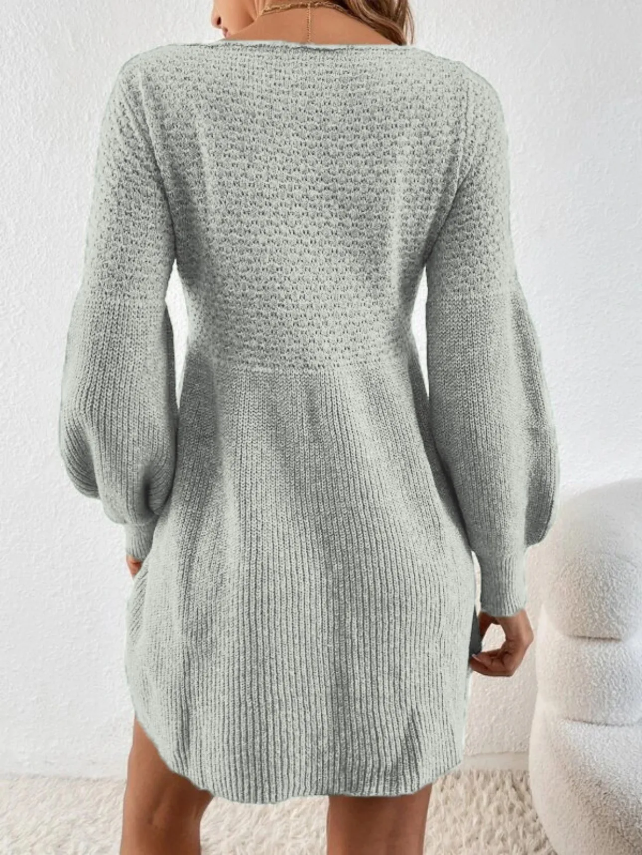 Autumn and winter new type of knitted dress women waist show thin fragrance style of A woman long sleeve A-line sweater dress la